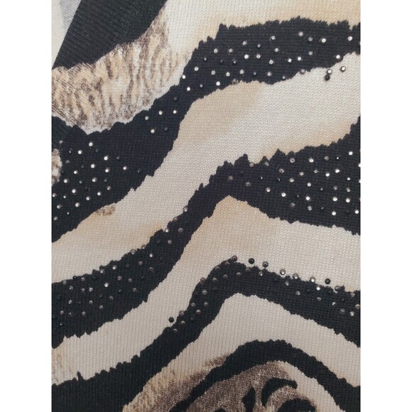 Chico's Silk Blend Animal Print Studded Long Sleeve Button-Up Cardigan Size 2 LG - Picture 7 of 7